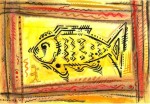 "poisson" Aquarelle et encre de chine. Papier spécial aquarelle Montval, 300 gr, 19,5 x 13,5 cm.   